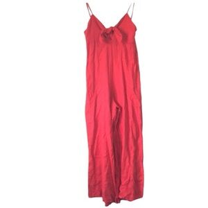 Laura bianchi linen red front tie wide leg jumpsuit size Small